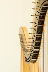 Detail of a classical harp, musical instrument