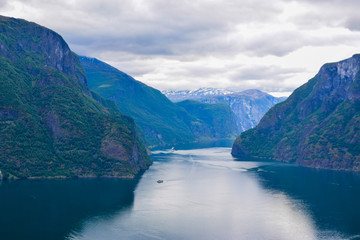 Obraz na płótnie Canvas The landscape of Aurlandsfjord in Norway.
