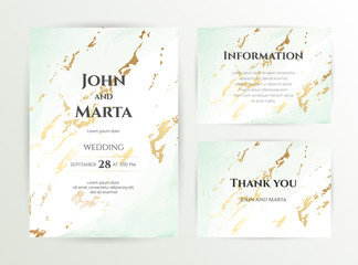 wedding invitation templates. Cover design with gold ornaments. set with hand drawn watercolor background. Trendy templates for banner, flyer, poster, greeting. eps10