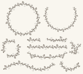 Vector illustration of decorative corner frame set