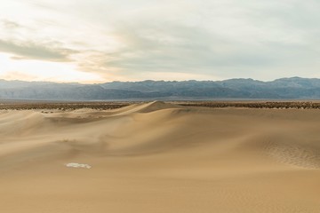Great  Sand dunes front of the big mountains in Death Valley, California 