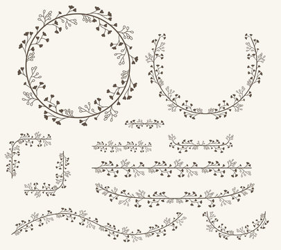 Vector illustration of decorative corner frame set