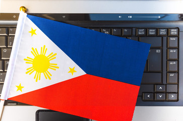  flag of Philippines  on computer, laptop keyboard