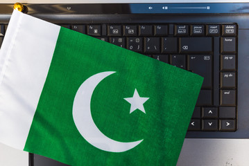  flag of Pakistan  on computer, laptop keyboard