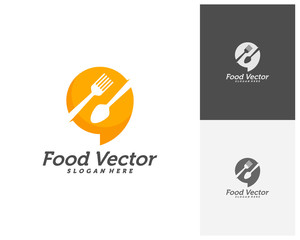 Food talk logo design vector. Restaurant, food court, cafe logo template. Icon symbol. Illustration