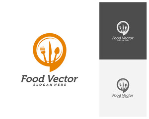 Food talk logo design vector. Restaurant, food court, cafe logo template. Icon symbol. Illustration