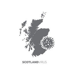 Scotland map with a virus microbe. Illness and disease outbreak
