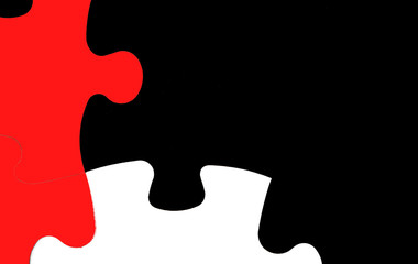 white big puzzles on a black background.