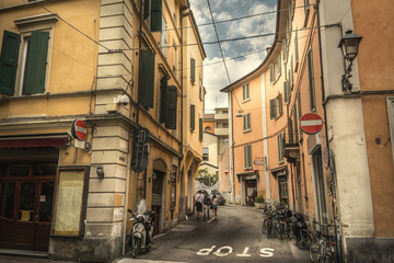 Picturesque street in downtown Bologna