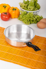 Frying pan on white background.