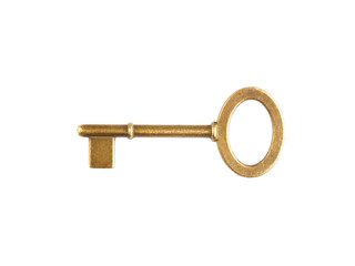 Bronze vintage key isolated on white