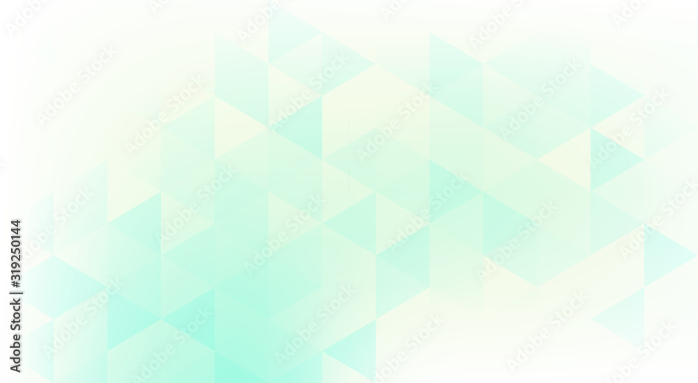 Poster pale mint background textured by aquamarine triangles. subtle pattern