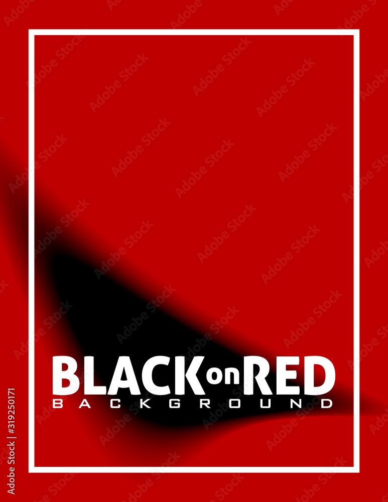 Poster Simple red background with black blurred shape. Abstract vector graphics