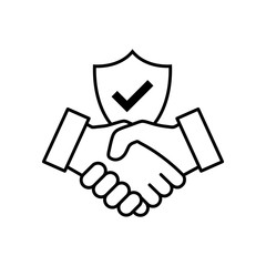 Trust icon vector. Handshake icon. Partnership and agreement symbol. Trust for protection - obrazy, fototapety, plakaty