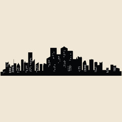 Fototapeta premium Cities silhouette. Black town skyline background. Cityscape illustration