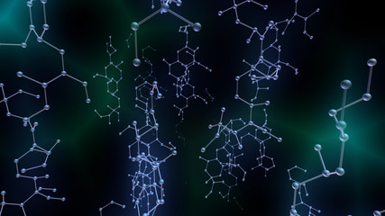 Chemical Molecular Structure 3D illustration background