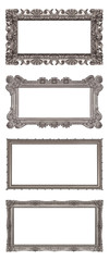 Set of panoramic silver frames for paintings, mirrors or photo isolated on white background