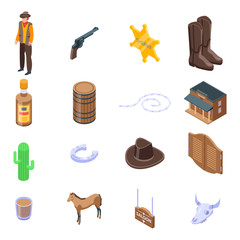 Saloon icons set. Isometric set of saloon vector icons for web design isolated on white background