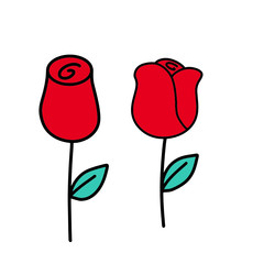 Rose vector icon Vector Illustration isolated on white background.