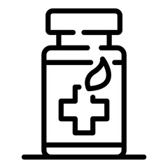 Plastic bottle with a cross icon. Outline plastic bottle with a cross vector icon for web design isolated on white background