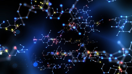 Fototapeta na wymiar Chemical Molecular Structure 3D illustration background