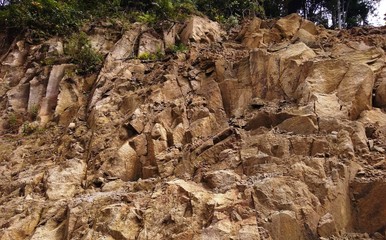 Rocks outcrop near the road