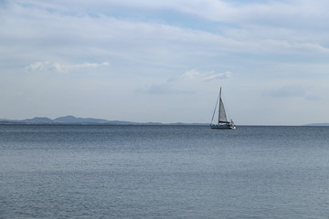 Yacht at sea near Athens, Greece