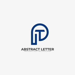 Vector Logo Illustration Abstract Letter P and T Line Art Style