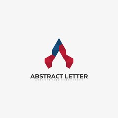 Vector Logo Illustration Abstract Letter A Flat Color Line Art Style
