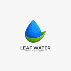 Vector Logo Illustration Leaf With Water Gradient Colorful