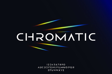 Chromatic, an abstract technology science alphabet font. digital space typography vector illustration design
