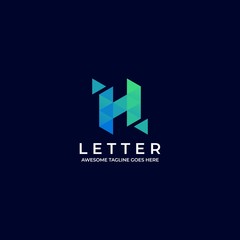 Vector Logo Illustration Abstract Letter H Low Poly Style