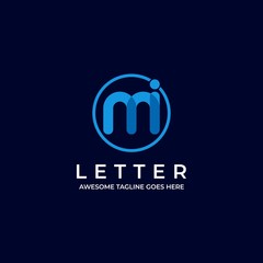 Vector Logo Illustration Abstract Letter M With Circle Line Art