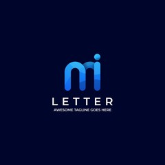 Vector Logo Illustration Abstract Letter M and I Gradient Colorful