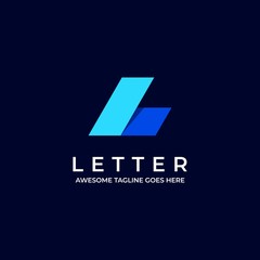 Vector Logo Illustration Abstract Letter L flat Color Line Art Style