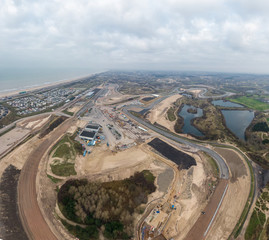 High resolution aerial image of Race track in the dunes undergoing maintenance in preparation for...