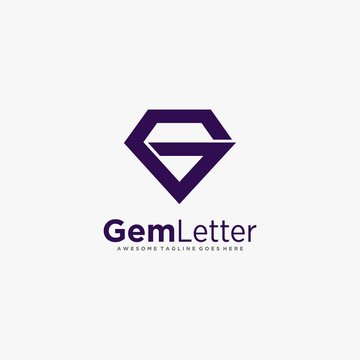 Vector Logo Illustration Gem Letter Line Art Style