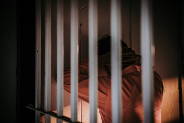 Prisoner in the iron prison,prisoner concept,thailand people,Hope to be free.