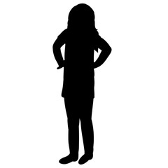 vector, white background, black silhouette child girl