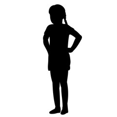 white background, black silhouette child girl