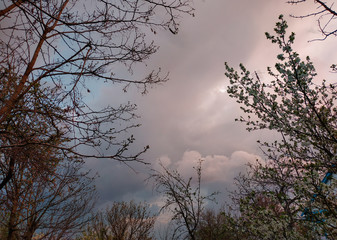dark gray storm clouds after the rain