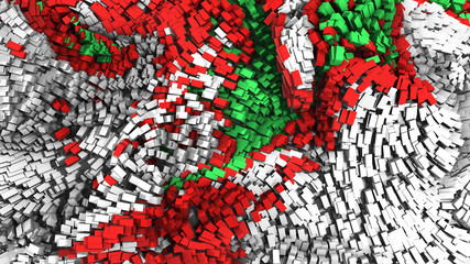 3d cubes ocean red green white background