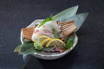 Madai sashimi or red snapper fish Japanese food cuisine - obrazy, fototapety, plakaty
