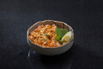 Spicy salmon or samon don a taste of Japanese food