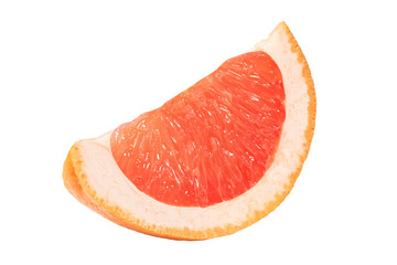 Grapefruit slice - cut of grapefruit citrus fruit isolated on white with clipping path