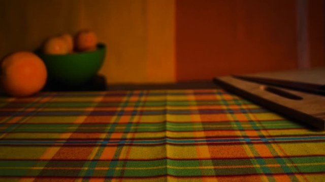 Orange fresh. Recipe. Orange rolls across the table.