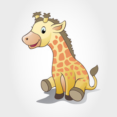 This is a giraffe baby cartoon character. Vector illustration of giraffe baby animal.