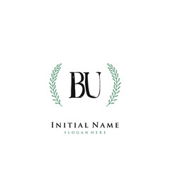 BU Initial handwriting logo vector	