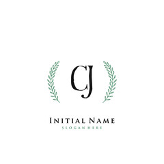 CJ Initial handwriting logo vector	