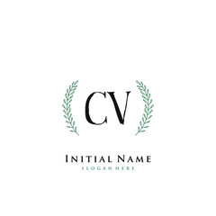 CV Initial handwriting logo vector	
